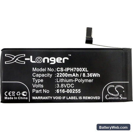 Apple iPhone 7 Replacement Battery, 3.8V, 2200mAh, Li-Polymer 3