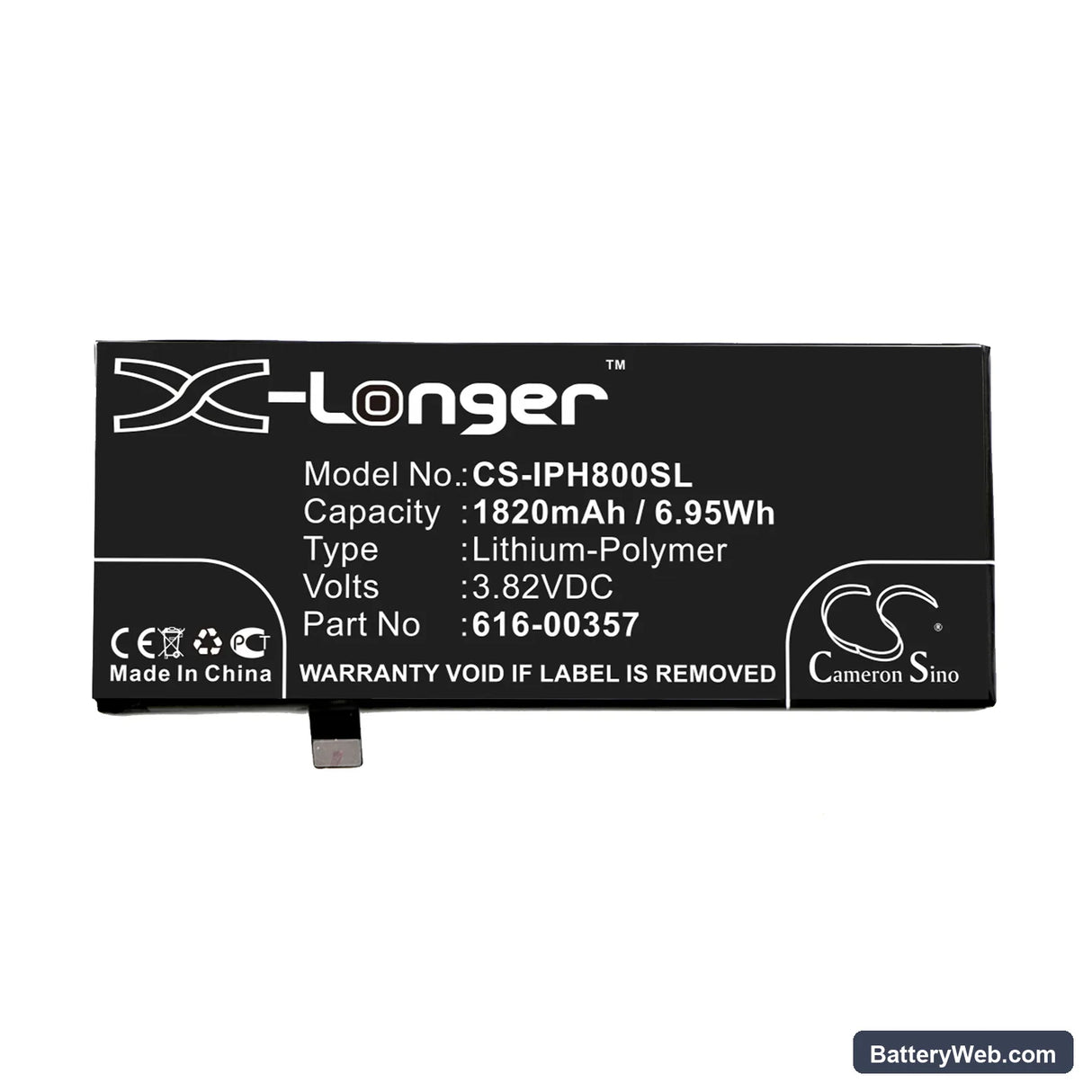 Apple iPhone 8 Replacement Battery, 3.82V, 1820mAh, Li-Polymer 3