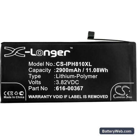 Apple iPhone 8 Plus Replacement Battery, 3.82V, 2900mAh, Li-Polymer 3