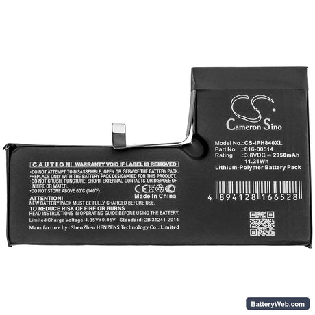 Apple iPhone Xs Replacement Battery, 3.8V, 2950mAh, Li-Polymer 3