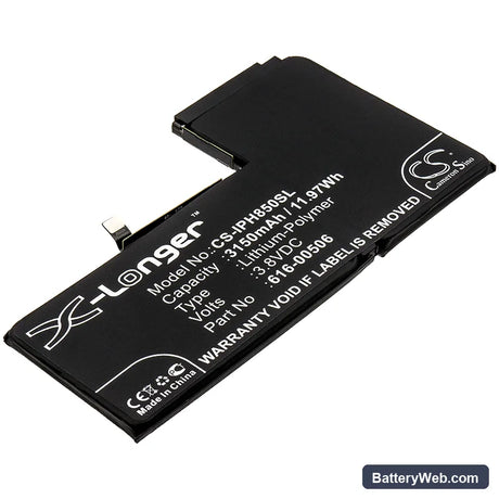 Apple iPhone Xs Max Replacement Battery, 3.8V, 3150mAh, Li-Polymer 1