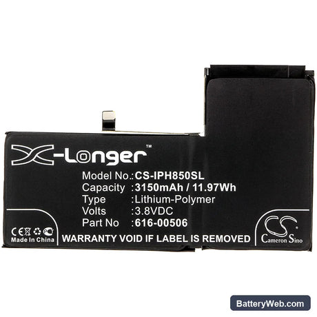Apple iPhone Xs Max Replacement Battery, 3.8V, 3150mAh, Li-Polymer 3