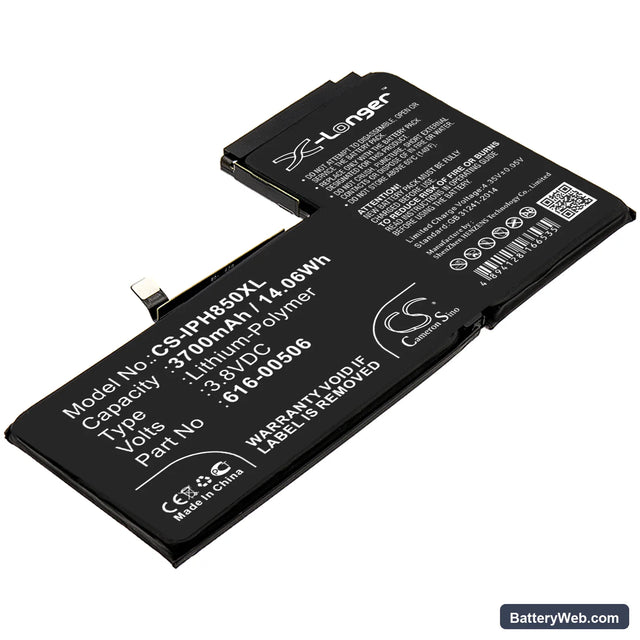 Apple iPhone Xs Max Replacement Battery, 3.8V, 3700mAh, Li-Polymer 1