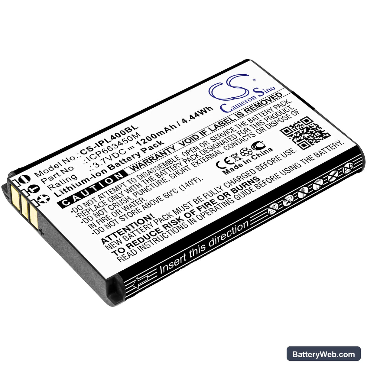 Infinite Peripherals Linea Pro 4 Replacement Battery, 3.7V, 1200mAh, Li-ion 1