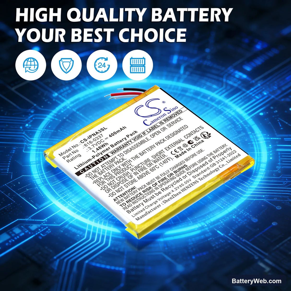 Apple iPod Nano 3rd 4GB Replacement Battery, 3.7V, 400mAh, Li-Polymer 6