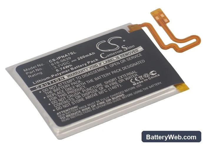 Apple iPod Nano 7th Replacement Battery, 3.7V, 200mAh, Li-Polymer 1