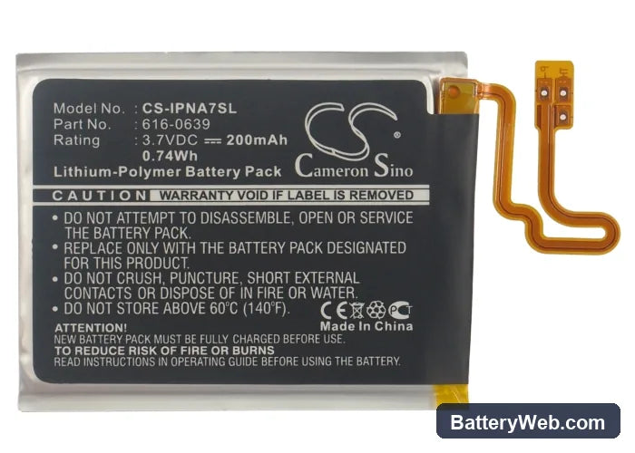 Apple iPod Nano 7th Replacement Battery, 3.7V, 200mAh, Li-Polymer 5
