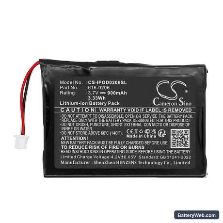 Apple iPOD Photo Replacement Battery, 3.7V, 900mAh, Li-ion 3
