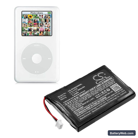 Apple iPOD Photo Replacement Battery, 3.7V, 900mAh, Li-ion 6