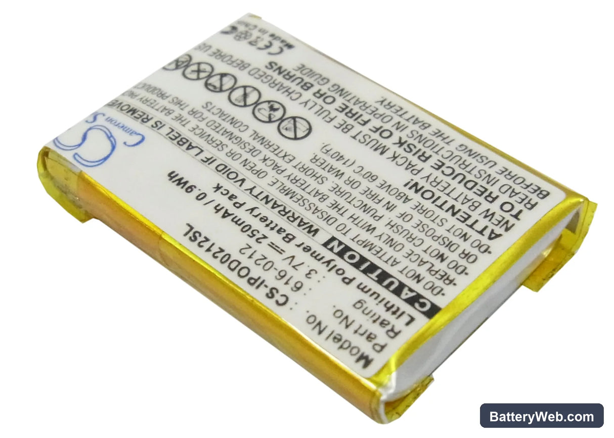 Apple iPOD Shuffle Replacement Battery, 3.7V, 250mAh, Li-Polymer 2