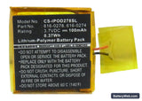Apple iPOD Shuffle G2 1GB Replacement Battery, 3.7V, 100mAh, Li-Polymer 5