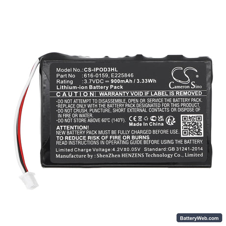 Apple iPOD 3th Generation Replacement Battery, 3.7V, 900mAh, Li-ion 3