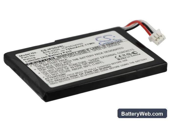 Apple iPOD 4th Generation Replacement Battery, 3.7V, 750mAh, Li-ion 1