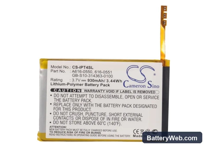 Apple iPod Touch 4th Replacement Battery, 3.7V, 930mAh, Li-Polymer 5