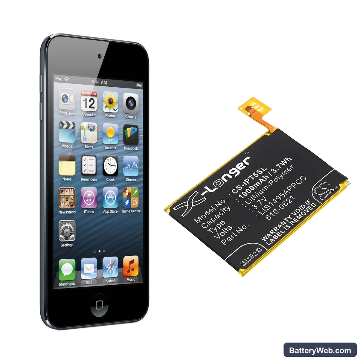 Apple iPod Touch 5 Replacement Battery, 3.7V, 1000mAh, Li-Polymer 5