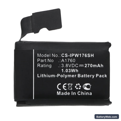 Apple MNNN2LL/A Replacement Battery, 3.8V, 270mAh, Li-Polymer 3