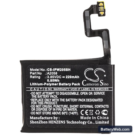Apple iWatch Series 4 40mm Replacement Battery, 3.85V, 220mAh, Li-Polymer 3