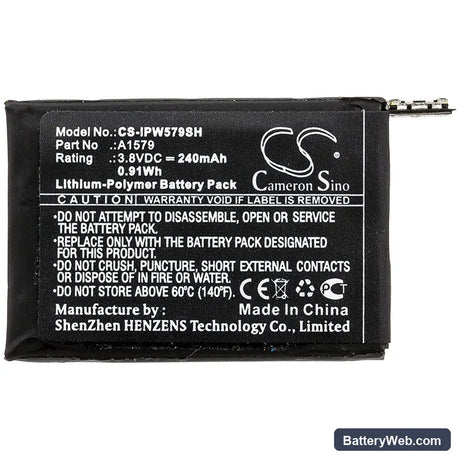 Apple iWach 1 42mm Replacement Battery, 3.8V, 240mAh, Li-Polymer 3