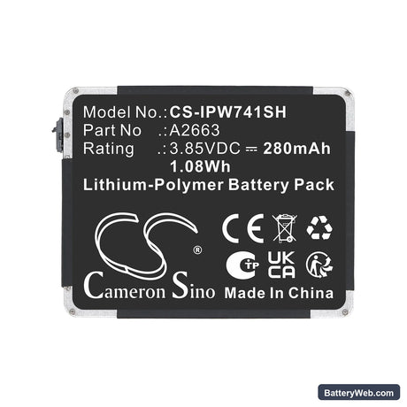 Apple A2473 Replacement Battery, 3.85V, 280mAh, Li-Polymer 5