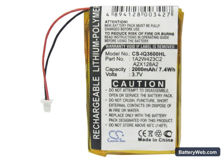 Garmin iQue 3200 Replacement Battery, 3.7V, 2000mAh, Li-Polymer 5