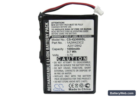 Garmin iQue 3200 Replacement Battery, 3.7V, 1000mAh, Li-ion 5