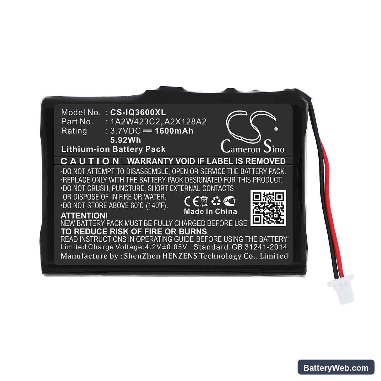 Garmin iQue 3200 Replacement Battery, 3.7V, 1600mAh, Li-ion 3