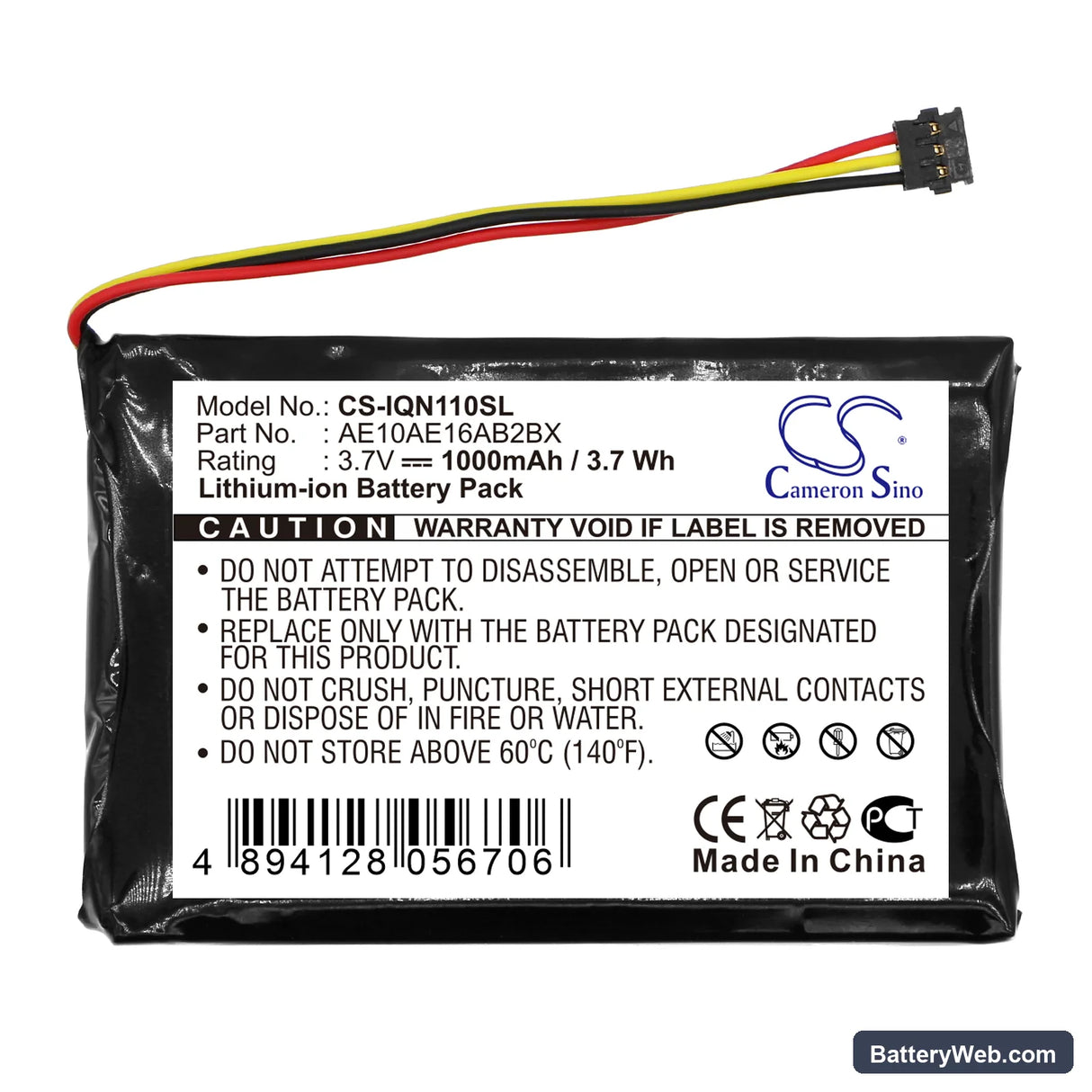 Garmin Nuvi 1100 Replacement Battery, 3.7V, 1000mAh, Li-ion 3