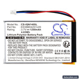 Garmin Nuvi 1400 Replacement Battery, 3.7V, 1250mAh, Li-Polymer 3