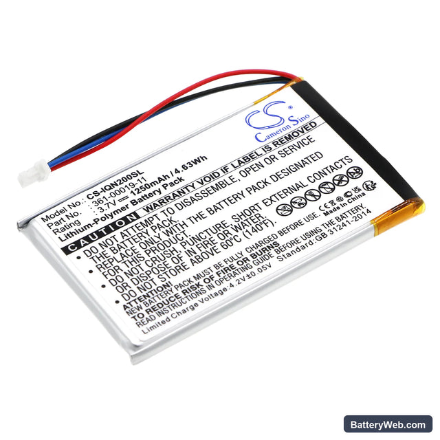 Garmin Nuvi 200 Replacement Battery, 3.7V, 1250mAh, Li-Polymer 1
