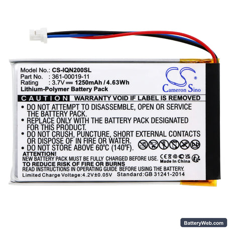 Garmin Nuvi 200 Replacement Battery, 3.7V, 1250mAh, Li-Polymer 3