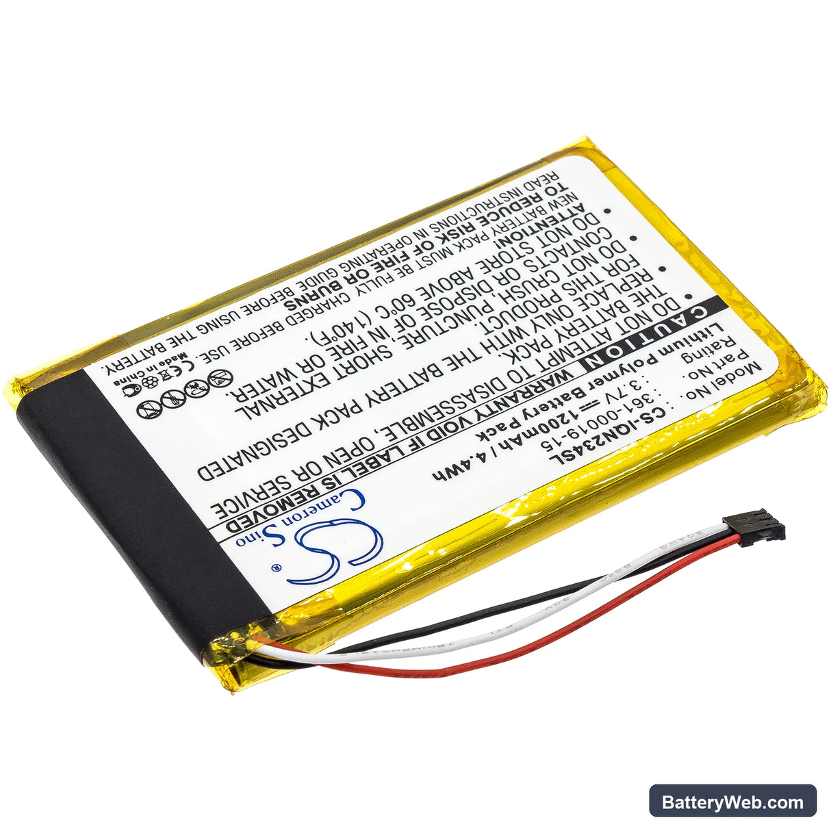 Garmin Nulink 2340 Replacement Battery, 3.7V, 1200mAh, Li-Polymer 2