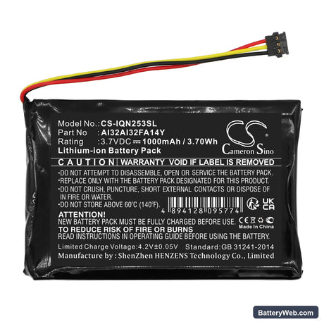 Garmin Nuvi 2539LM Replacement Battery, 3.7V, 1000mAh, Li-ion 3