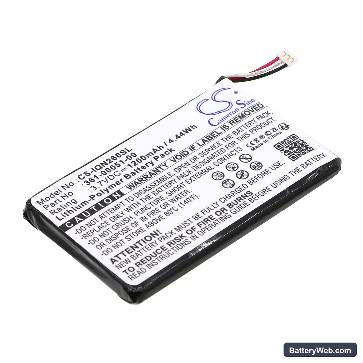 Garmin Nuvi 2660LMT Replacement Battery, 3.7V, 1200mAh, Li-Polymer 1