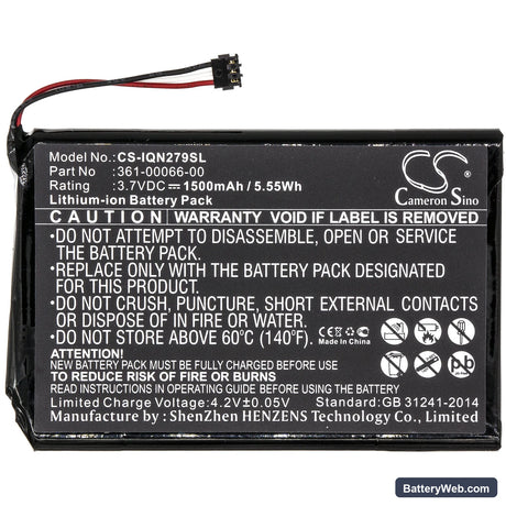 Garmin Nuvi 2797 Replacement Battery, 3.7V, 1500mAh, Li-ion 3