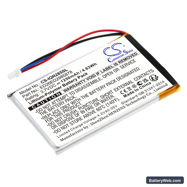 Garmin Nuvi 285 Replacement Battery, 3.7V, 1250mAh, Li-Polymer 1