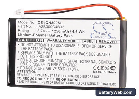 Garmin Nuvi 300 Replacement Battery, 3.7V, 1250mAh, Li-Polymer 5
