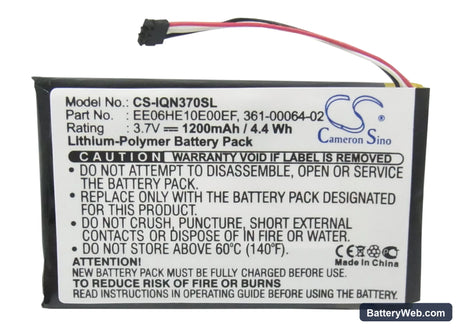 Garmin Nuvi 3700 Replacement Battery, 3.7V, 1200mAh, Li-Polymer 5
