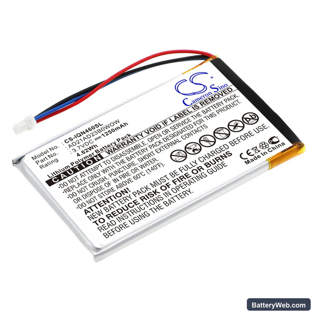 Garmin Nuvi 465 Replacement Battery, 3.7V, 1250mAh, Li-Polymer 1