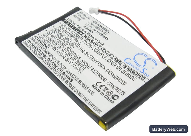 Garmin Nuvi 600 Replacement Battery, 3.7V, 1150mAh, Li-Polymer 1