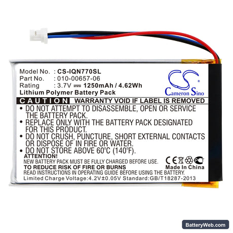 Garmin Nuvi 770 Replacement Battery, 3.7V, 1250mAh, Li-Polymer 3