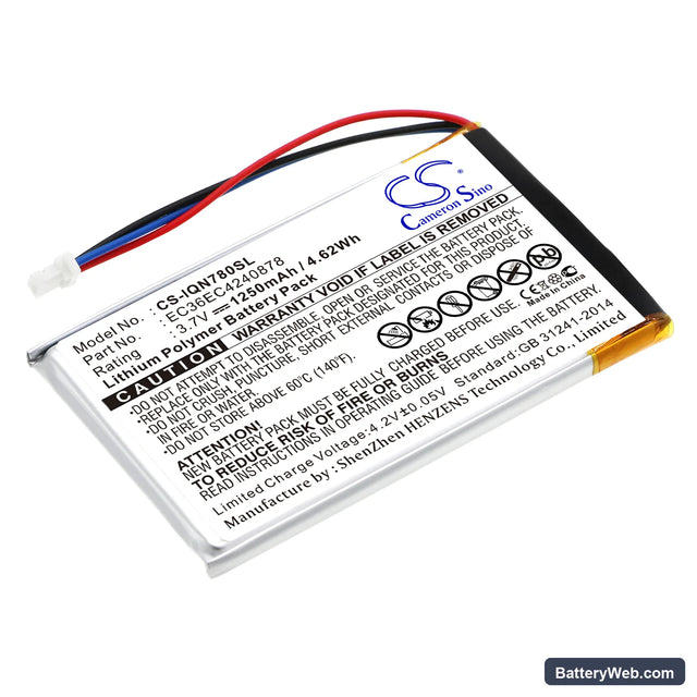 Garmin Nuvi 780 Replacement Battery, 3.7V, 1250mAh, Li-Polymer 1