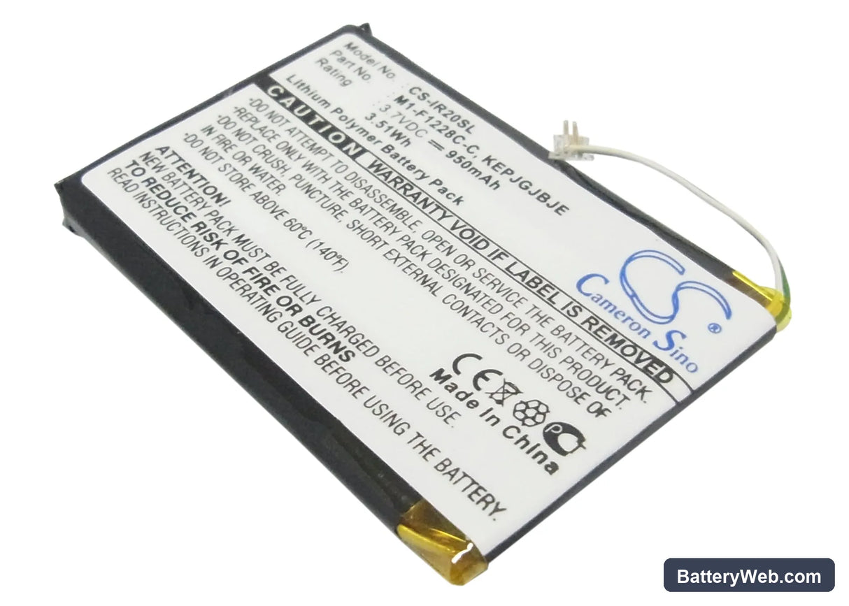 iRiver Clix Plus Replacement Battery, 3.7V, 950mAh, Li-Polymer 1