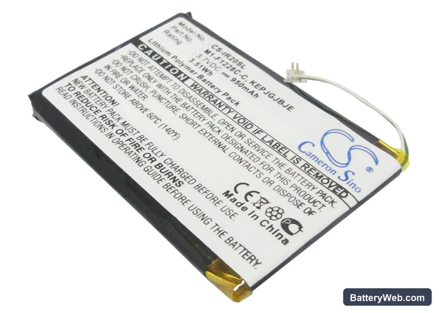 iRiver Clix Plus Replacement Battery, 3.7V, 950mAh, Li-Polymer 1