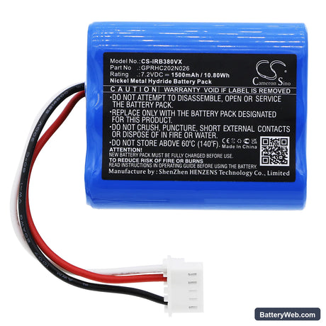 iRobot Braava 380 Replacement Battery, 7.2V, 1500mAh, Ni-MH 3