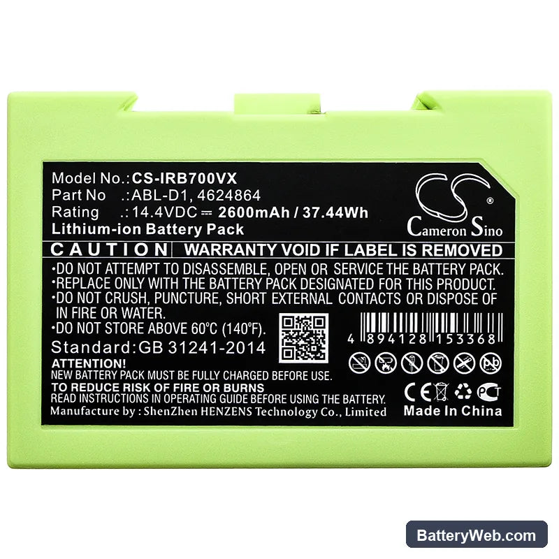 iRobot Roomba i7 Replacement Battery, 14.4V, 2600mAh, Li-ion 5
