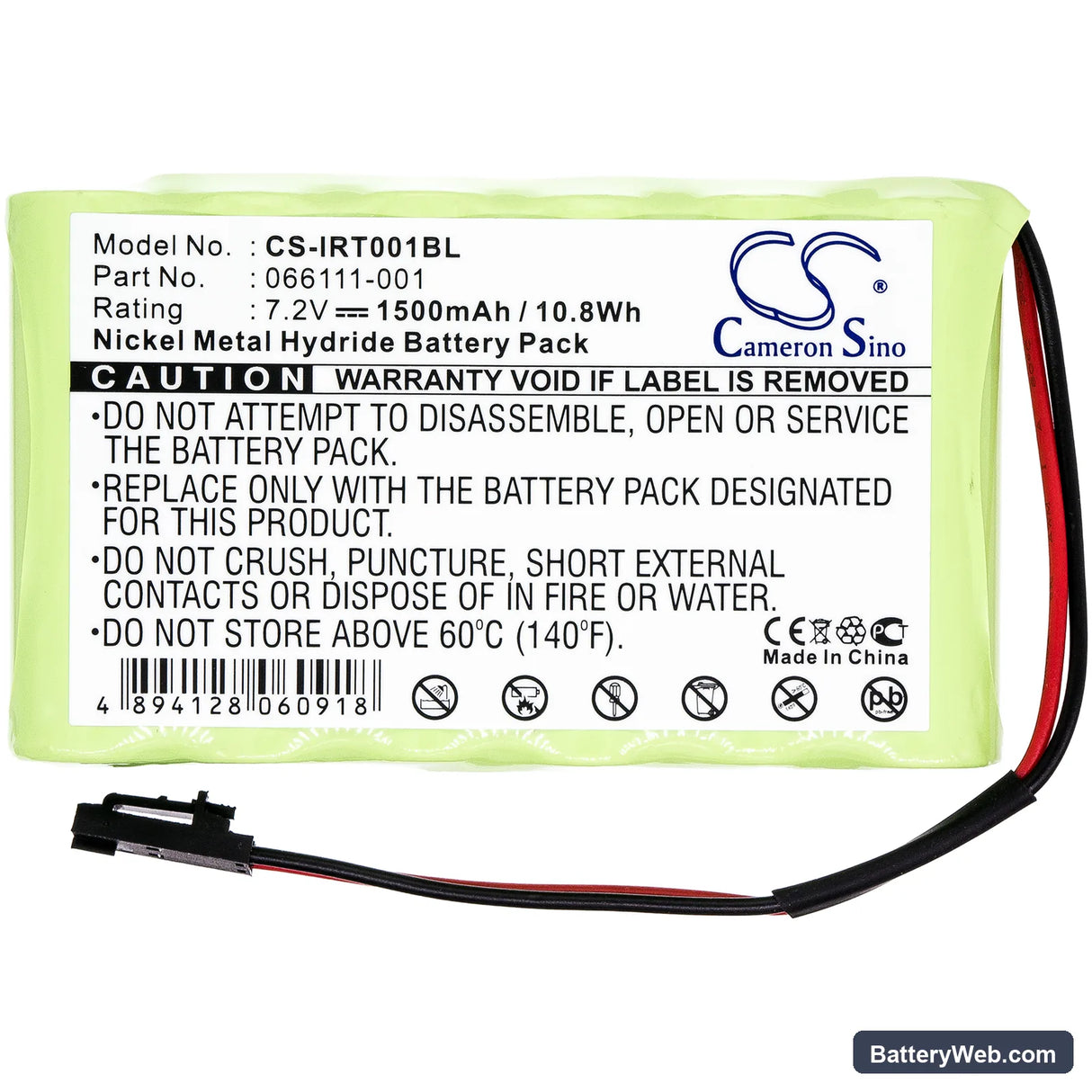 Intermec 066111-001 Replacement Battery, 7.2V, 1500mAh, Ni-MH 3