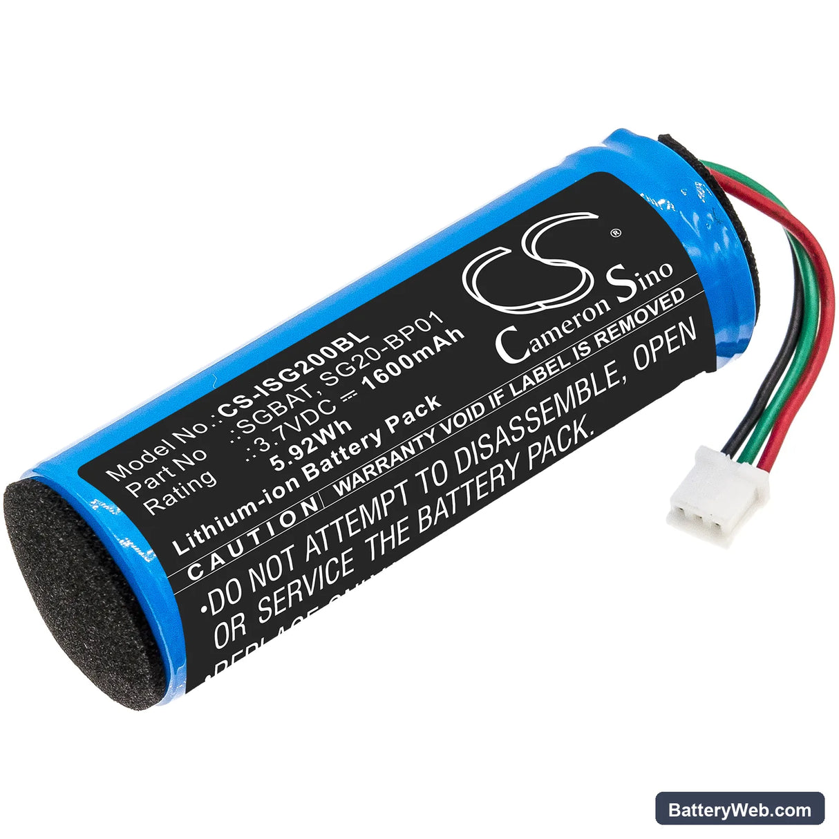 Honeywell SG20 Replacement Battery, 3.7V, 1600mAh, Li-ion 1