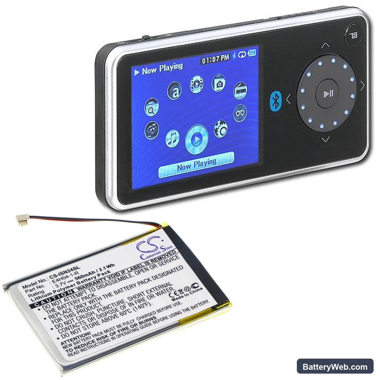 Insignia NS-4V24 Replacement Battery, 3.7V, 560mAh, Li-Polymer 6