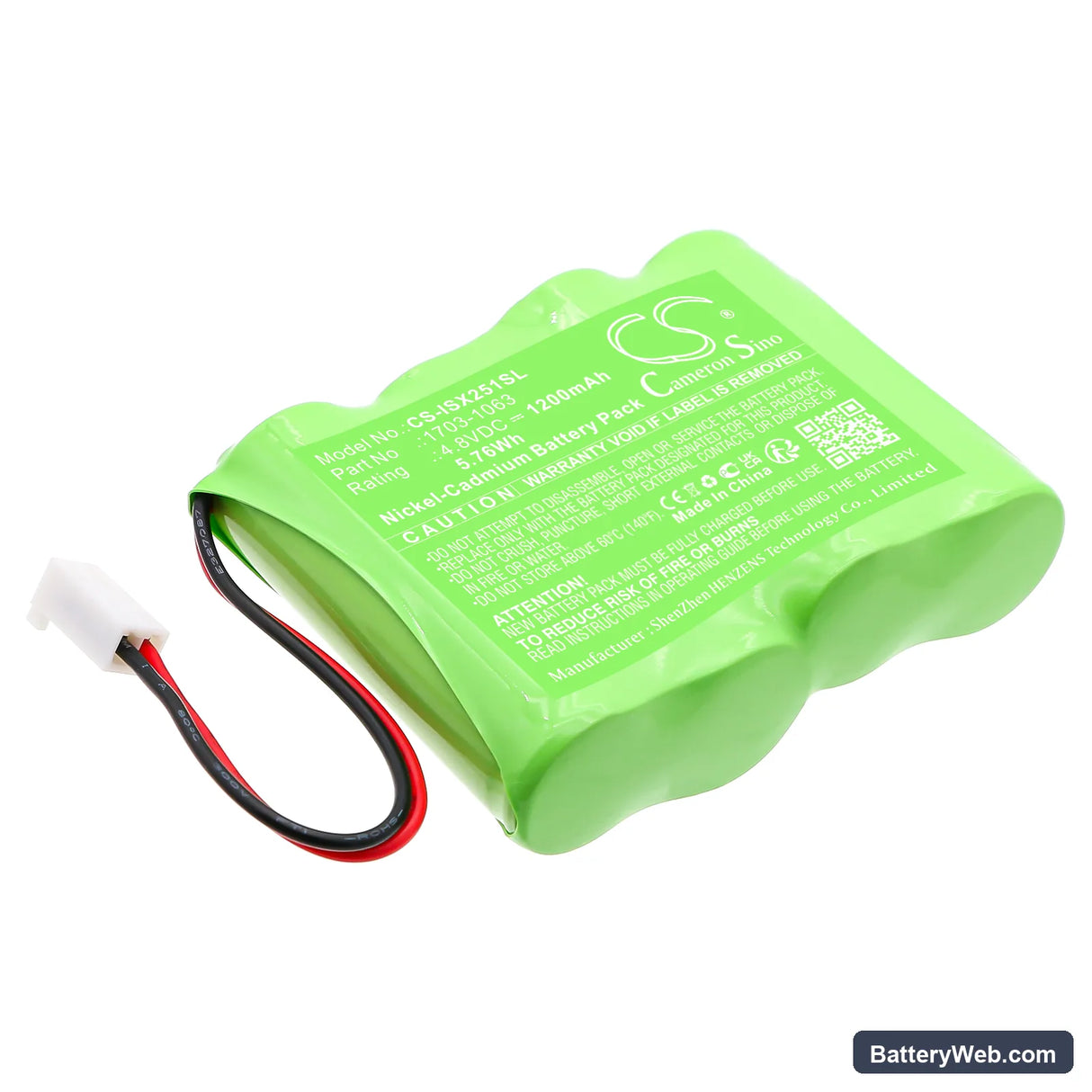 Industrial Scientific MX251 Replacement Battery, 4.8V, 1200mAh, Ni-CD 1