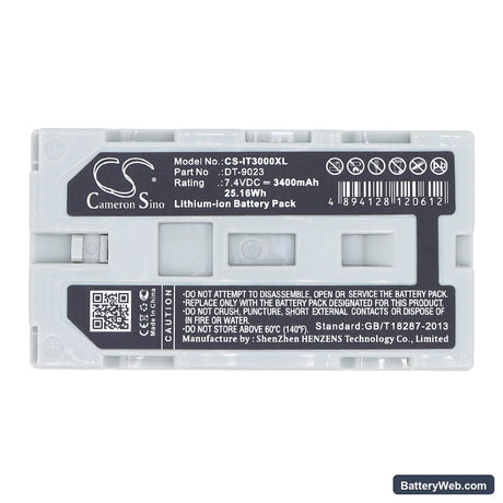 Casio IT3000 Replacement Battery, 7.4V, 3400mAh, Li-ion 5